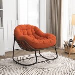 Chaise à bascule avec coussin épais et confortable chaise de relaxation ronde en rotin chaise dappoint ... Chaise à bascule avec coussin épais et confortable chaise de relaxation ronde en rotin chaise dappoint ...