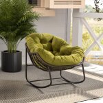 Chaise  bascule dextrieur en rotin avec velvet coussin rembourr charge 113kgfauteuil de jardin chaise ...