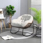 Chaise  bascule de patio avec coussin rembourr chaise  bascule en rotin en forme d?uf chaise inclinable ...