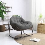 Chaise à bascule de patio avec coussin rembourré chaise à bascule en rotin en forme d?uf chaise inclinable ... Chaise à bascule de patio avec coussin rembourré chaise à bascule en rotin en forme d?uf chaise inclinable ...