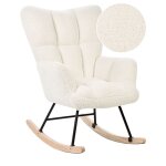 Chaise � bascule en tissu boucl� blanc oulu