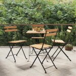 Chaises de bistrot pliantes - vidaxl - lot de 4 - bois teck solide - acier enduit de poudre - 39x45x79 ...