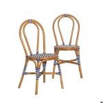 Chaise bistrot en rotin bleue elynne (lot de 2)