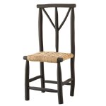 Chaise en bois noir et assise en paille noir 40x40x90 cm