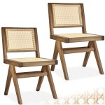 Chaises en bois - tectake - lot de 2 fauteuils lissy avec cannage viennois en bois design boho 485 x ...
