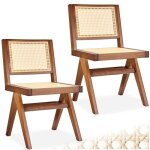 Chaises en bois - tectake - lot de 2 fauteuils lissy avec cannage viennois en bois design boho 485 x ...