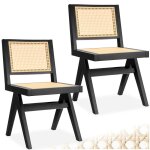 Chaises en bois - tectake - lot de 2 fauteuils lissy avec cannage viennois en bois design boho 485 x ...