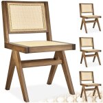 Chaises en bois - tectake - lot de 4 fauteuils lissy avec cannage viennois en bois design boho 485 x ...