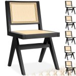 Chaises en bois - tectake - lot de 6 fauteuils lissy avec cannage viennois en bois design boho 485 x ...