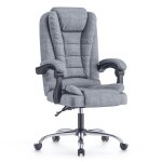 Chaise de bureau bigzzia fauteuil avec large assise rembourr�e si�ge ergonomique en tissu lin hauteur ...