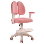 Chaise de bureau pour enfants - bras pliables et hauteur r�glable - avec repose - pieds - rose