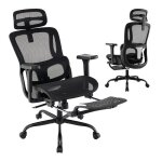 Chaise de bureau ergonomique - costway - dossier haut et ttire rotative - support lombaire ajustable ...