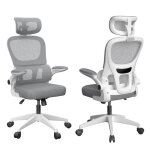 Chaise de bureau ergonomique  roulettes avec appui - tte et accoudoirs rglables avec support lombaire ...