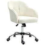 Chaise de bureau - homcom - hauteur r�glable assise et dossier rembourr�s pivotant 360� - peluche teddy ...