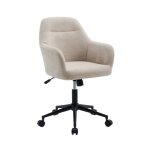 Chaise de bureau � roulettes ajustable m�tal et tissu beige - l 57 x p 57 x h 85 / 94. 5cm - stan