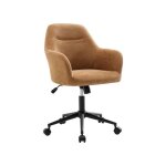 Chaise de bureau � roulettes ajustable m�tal et tissu camel - l 57 x p 57 x h 85 / 94. 5cm - stan