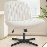 Chaise de bureau sans accoudoirs en cuir assise large sans roulettes fauteuil pivotant inclinable et ...