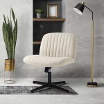 Chaise de bureau sans accoudoirs en tissu assise large sans roulettes fauteuil pivotant inclinable et ... Chaise de bureau sans accoudoirs en tissu assise large sans roulettes fauteuil pivotant inclinable et ...