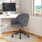 Chaise bureau velours - woltu fauteuil coiffeuse pivotant - ergonomique - gris fonc w0att0645