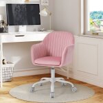 Chaise bureau velours - woltu fauteuil coiffeuse pivotant - ergonomique - rose w0att0644