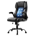 Chaise de bureau - vevor - accoudoirs rabattables et coussin lombaire - charge 13608 kg fauteuil de direction ...