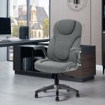 Chaise bureau woltu - fauteuil de direction - ergonomique - fonction de basculement - lin gris