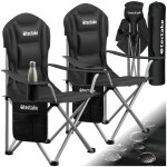 Chaise de camping - tectake - lot de 2 fauteuils mtx rembourrs pliables avec sac de transport 885 x ...
