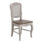 Chaise cann� louis xv - bois - gris - interiors