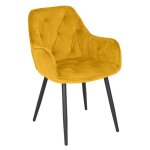 Chaise capitonn�e en velours jaune et pieds en m�tal noir - stern 2 meubletmoi