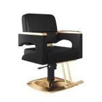 Chaise de coiffure rotative � 360� divit ig29 chaise de salon r�glable simili cuir acier inoxydable noir ...