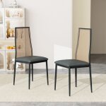 Chaise � dossier en rotin 2 pi�ce avec structure fer et coussin dassise pour salle � manger salon bureau ...