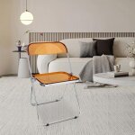 Chaise empilables pliantes - vivolilv - 46x46x77 cm - chaise orange transparent acrylique