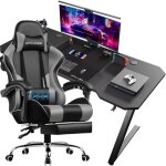 Chaise gaming + bureau de gaming fauteuil gamer avec massage lombaire en cuirpour le bureau et le chambregris ... Chaise gaming + bureau de gaming fauteuil gamer avec massage lombaire en cuirpour le bureau et le chambregris ...