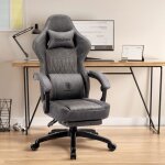 Chaise gaming - dowinx - coussin plat - support lombaire - repose - pieds - gris Chaise gaming - dowinx - coussin plat - support lombaire - repose - pieds - gris