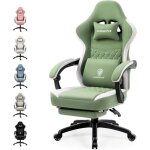 Chaise gaming ergonomique - dowinx - coussin massage - repose - pieds - tissu résistant - vert Chaise gaming ergonomique - dowinx - coussin massage - repose - pieds - tissu résistant - vert