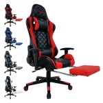 Foxsport chaise gaming avec repose pieds coussin lombaire fauteuil de bureau ergonomique avec accoudoir ...