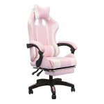 Chaise gaming sige de bureau rglable fauteuil gaming avec repose - pieds tlescopique (pink et blanc) ...
