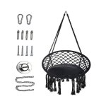 Chaise hamac - agility - macram� noir - 86x60cm - kit de fixation inclus - max 100kg