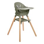Chaise haute 6 en 1 - kikkaboo - woody 2024 - cuir - vert - design contemporain
