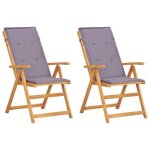 Chaises inclinables de jardin - vidaxl - marron - bois solide d'acacia Chaises inclinables de jardin - vidaxl - marron - bois solide d'acacia
