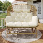 Chaises de jardin balan�oire double fauteuil suspendu en rotin tress� couleur naturelle - hauss spole ...