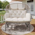 Chaises de jardin balan�oire double fauteuil suspendu en rotin tress� gris - hauss spole