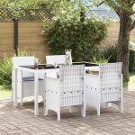 Chaises de jardin avec coussins 4 pcs en poly rattan blanc