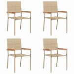 Chaises de jardin empilables - vidaxl - cr�me et marron - rotin synth�tique - 54x56x90 cm - empilables ...
