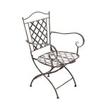 Chaise de jardin - dcoshop - fer forg - bronze vieilli - style vintage - accoudoirs