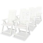Chaises de jardin inclinables - vidaxl - lot de 6 - blanc - plastique - 60x61x108 cm - 4 positions dinclinaiso ...