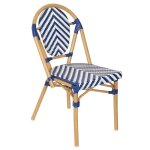 Chaise de terrasse style bistrot parisien en aluminium et rotin bleu - oviala