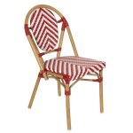 Chaise de jardin style bistrot parisien en aluminium et rotin rouge - oviala
