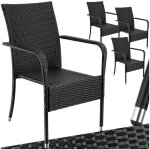 Chaises de jardin - tectake - lot de 4 fauteuils de repas dextrieur en rotin rsistants aux uvs 58 x ...
