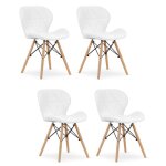 Chaise komodee amatrice - 4 pieces - blanc - tapiss� en simili cuir 53 x 48 x 74 cm